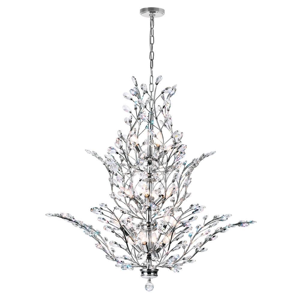 Ivy 40'' Chrome and Crystal 18-Light Chandelier