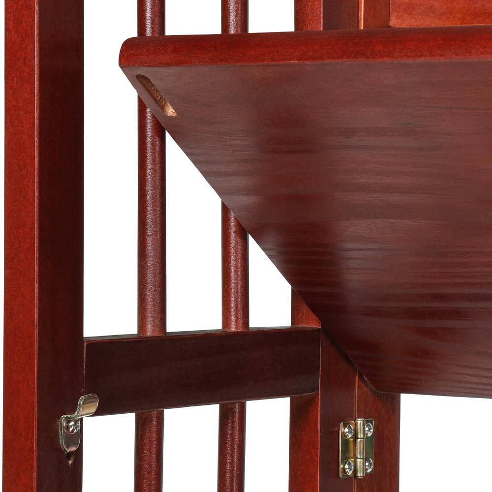 Mahogany 27.5" 3-Shelf Folding Stackable Bookcase