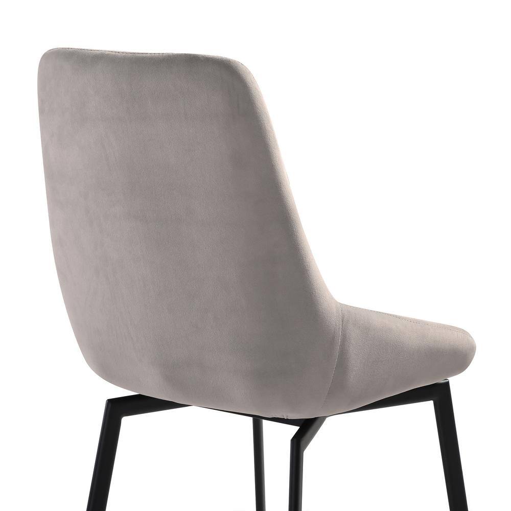 Gray Upholstered Swivel Parsons Side Chair with Metal Legs