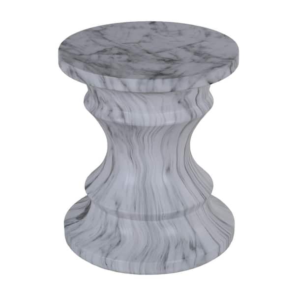 Marble Round Concrete Outdoor Accent Side Table Drum Style