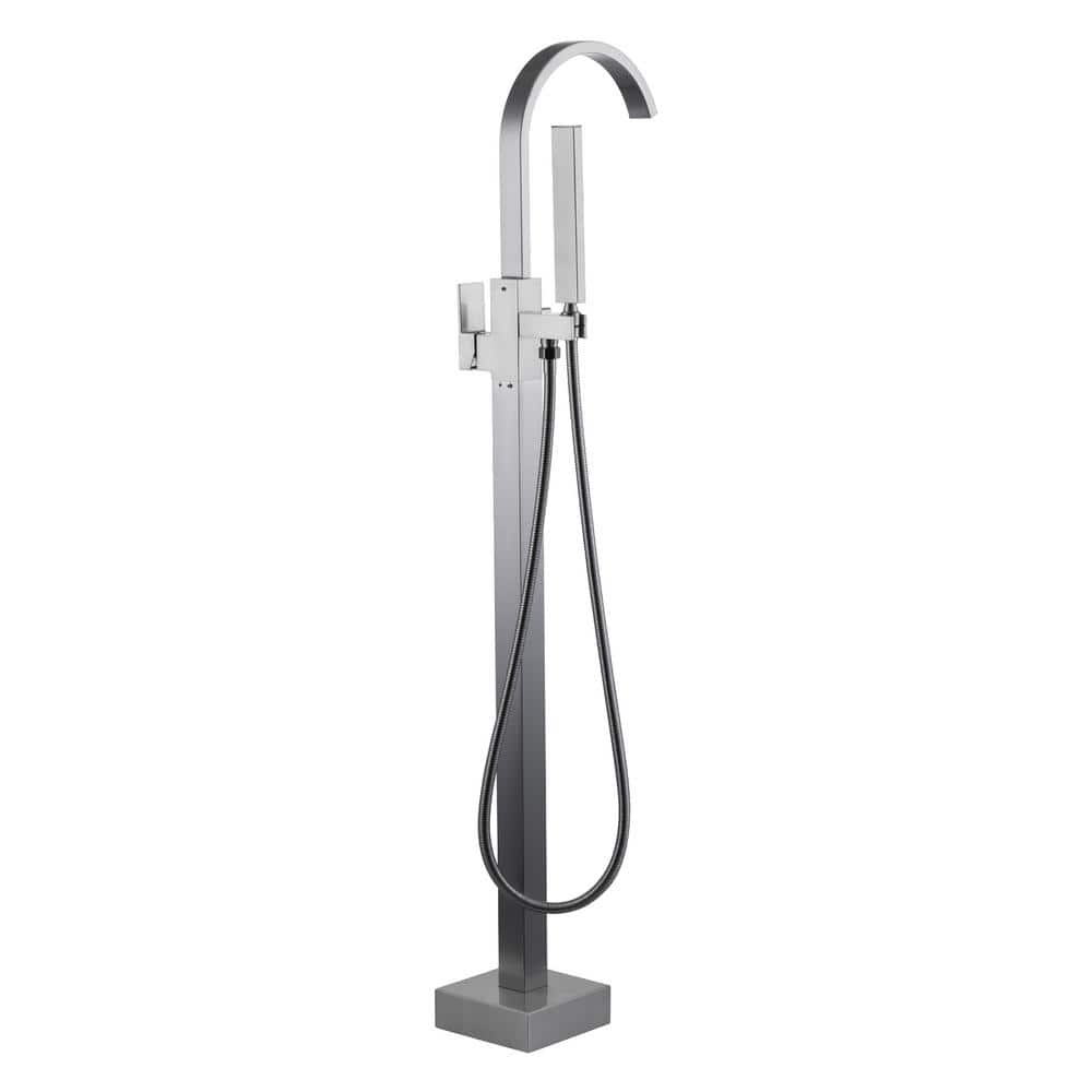 Brushed Nickel Freestanding Tub Filler with Hand Shower