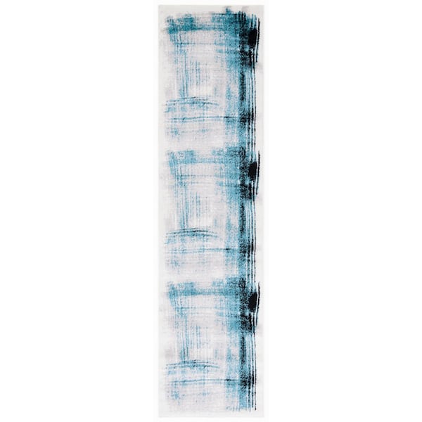 Skyler 2 ft. x 8 ft. Ivory/Teal Distressed Overdyed Runner Rug