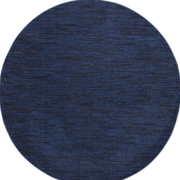 Blue 8 ft. x 8 ft. Woven Polypropylene Round Indoor/Outdoor Area Rug