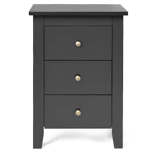 3-Drawers Black Nightstand 26 in. x 18 in. x 14.5 in. (Set of 2 )