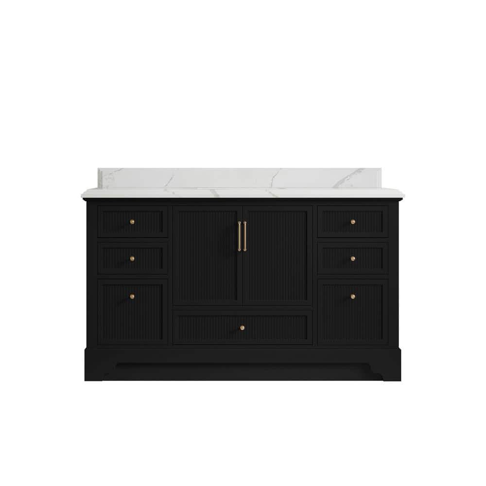 Alys 60 in. W x 22 in. D x 36 in. H Single Sink Bath Vanity in Black with 1.5 in. Calacatta Laza Top price history on PriceWatchPro