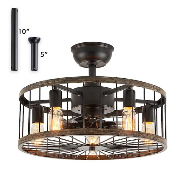 FANNEHONNE 20 in. Indoor Black Modern Farmhouse Ceiling Fan with