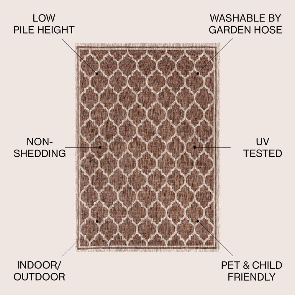 Espresso and Taupe Trellis Flat Woven 8' x 10' Area Rug