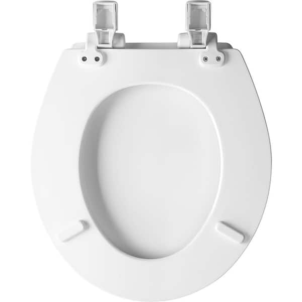 Round with Cover White Toilet Seat Wood 