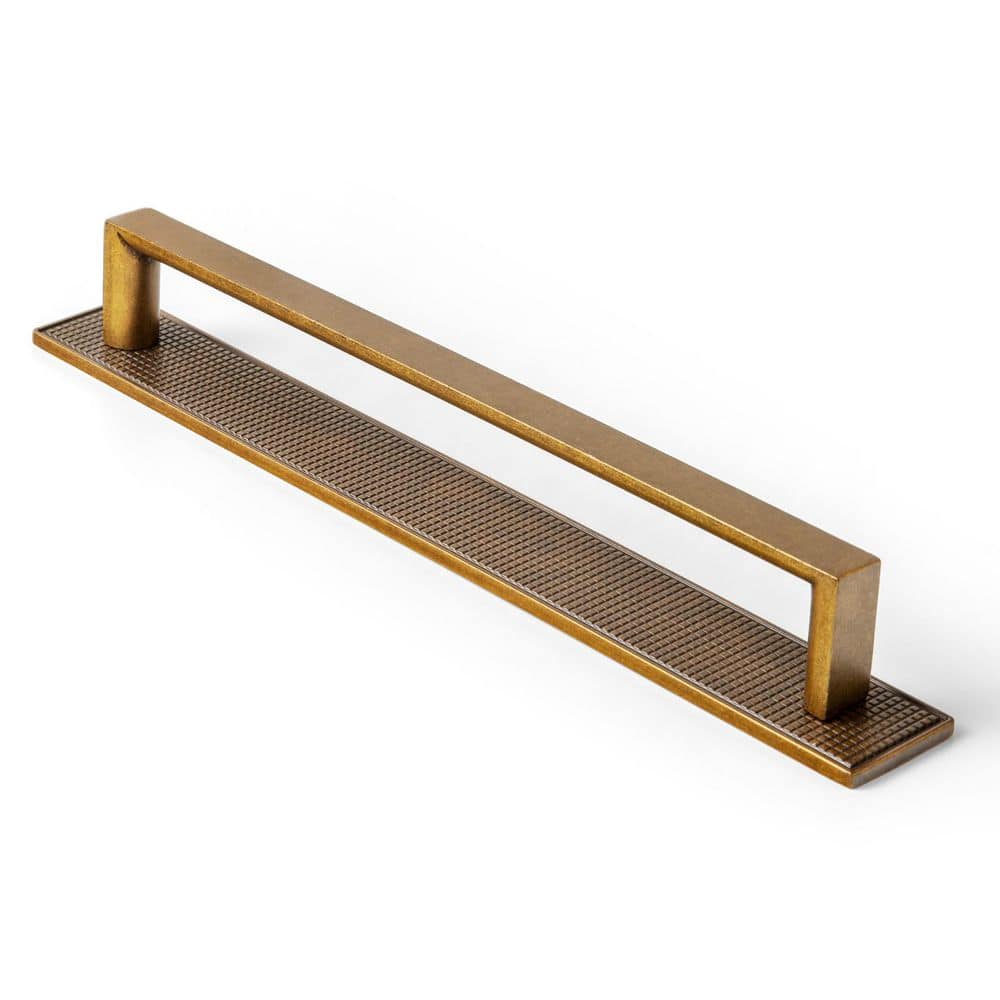 2-Pack 7-9/16 in. (192 mm) Antique Brass Zinc Alloy Cabinet Pull with Grid-Textured Rectangular Backplate Drawer Pull price history on PriceWatchPro