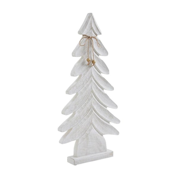 24 in. Distressed White Wooden Christmas Tree