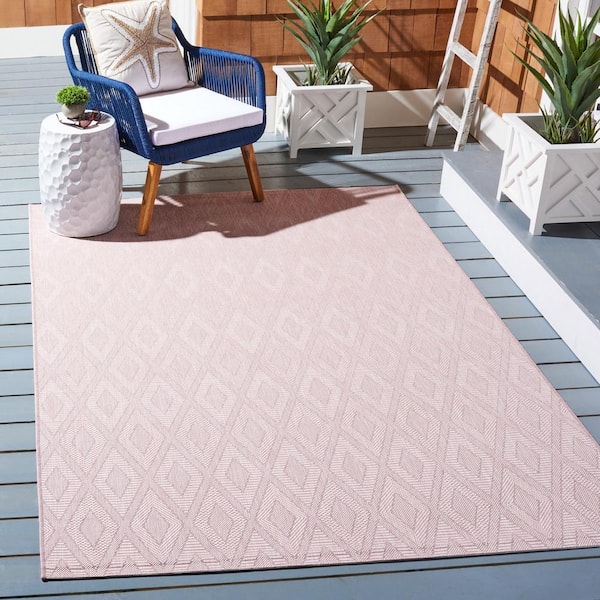 Courtyard Pink 2 ft. x 4 ft. Solid Color Diamond Indoor/Outdoor Area Rug