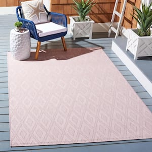 Courtyard Pink 5 ft. x 8 ft. Solid Diamond Indoor/Outdoor Patio  Area Rug