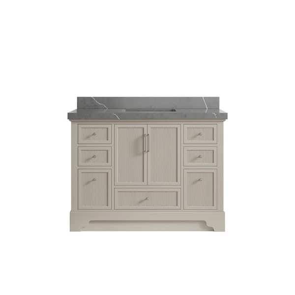 Willow Collections Alys 48 in. W x 22 in. D x 36 in. H Single Sink Bath Vanity in Fine Grain with 2 in. Piatra Quartz Top