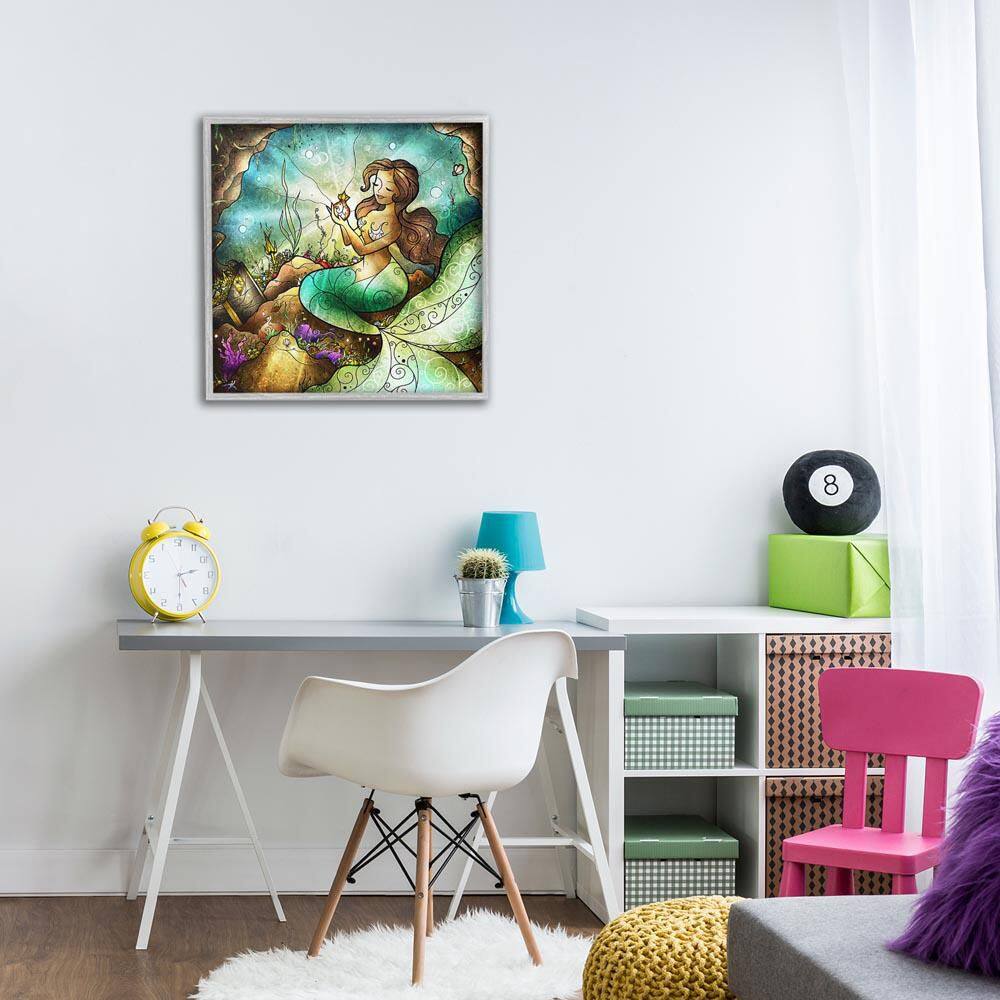 Detailed Nouveau Mermaid by Mandie Manzano Gray Framed Fantasy Giclee Art Print 24 in. x 24 in. price history on PriceWatchPro