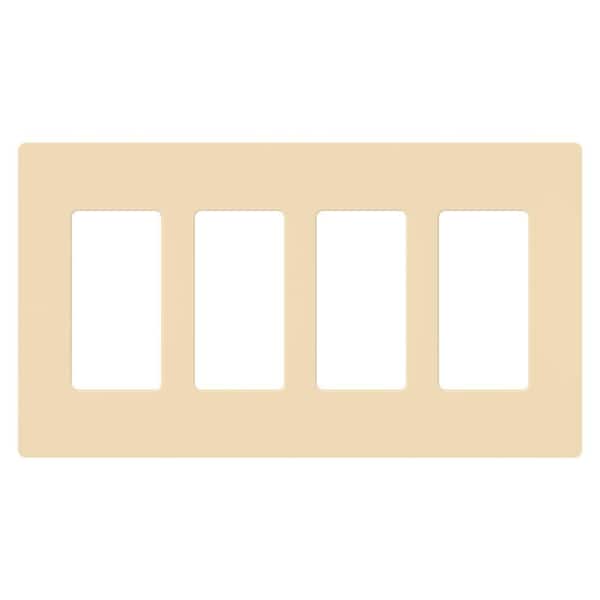 Lutron Claro 4 Gang Wall Plate for Decorator/Rocker Switches, Gloss, Ivory (CW-4-IV) (1-Pack)