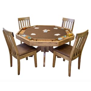 Lost Mill Series Poker Table 1-Quantity in Provincial Oak with 4-Chairs (1-Pack)