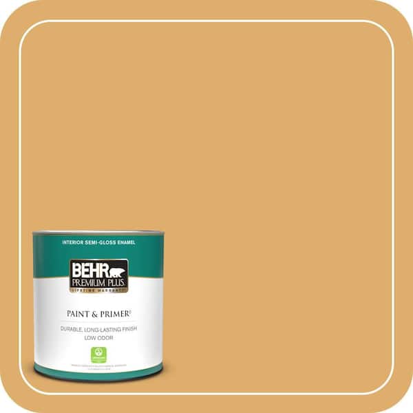 BEHR PREMIUM PLUS 1 qt. #320D-5 Sweet Maple Semi-Gloss Enamel Low Odor Interior Paint & Primer