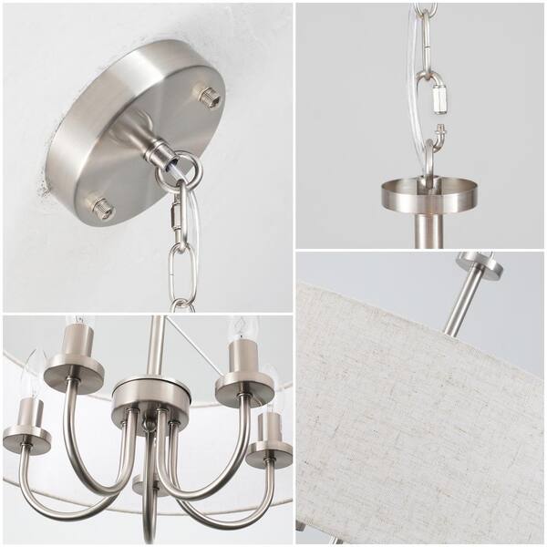 Kazu555✨ LWYTJO 5-Light Brushed Nickel Candlestick Chandelier with