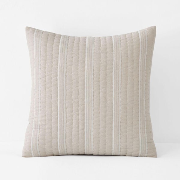 Company Cotton Stripe Natural Quilt Cotton Euro Sham