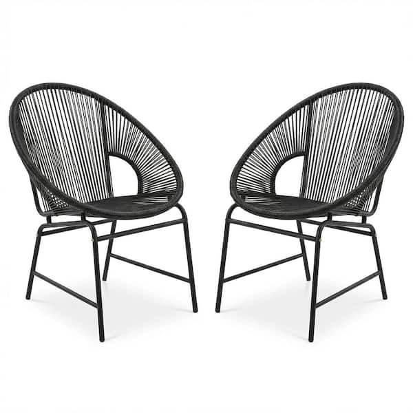 と Noble House Nusa Black Faux Rattan Outdoor Patio Club Chair (2