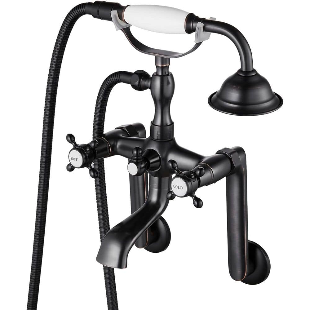 Single-Handle Claw Foot Tub Faucet with 6 in. Center Adjustable Swing Arms 