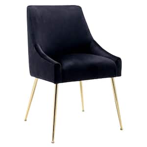 Trinity Black Upholstered Velvet Accent Chair With Metal Legs
