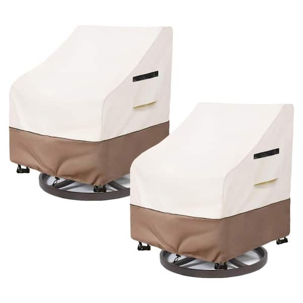 30 in. W x 34 in. D x 36 in. H Beige and Brown Outdoor Chair Cover (2 Pack)