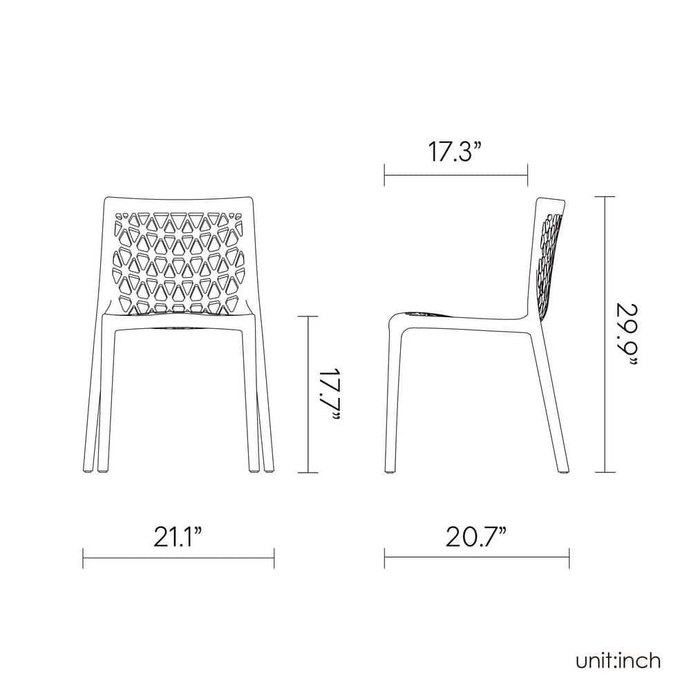 Milan 36" Orange Polypropylene Armless Dining Chair Set
