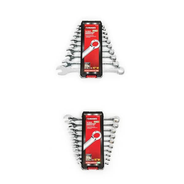 SAE Combination Wrench Set (10-Piece) and Metric Combination Wrench Set (10-Piece) Combo