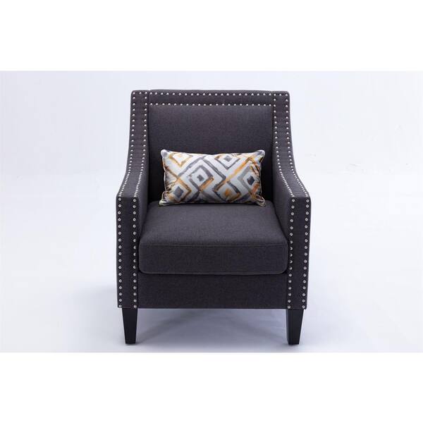 black linen armchair