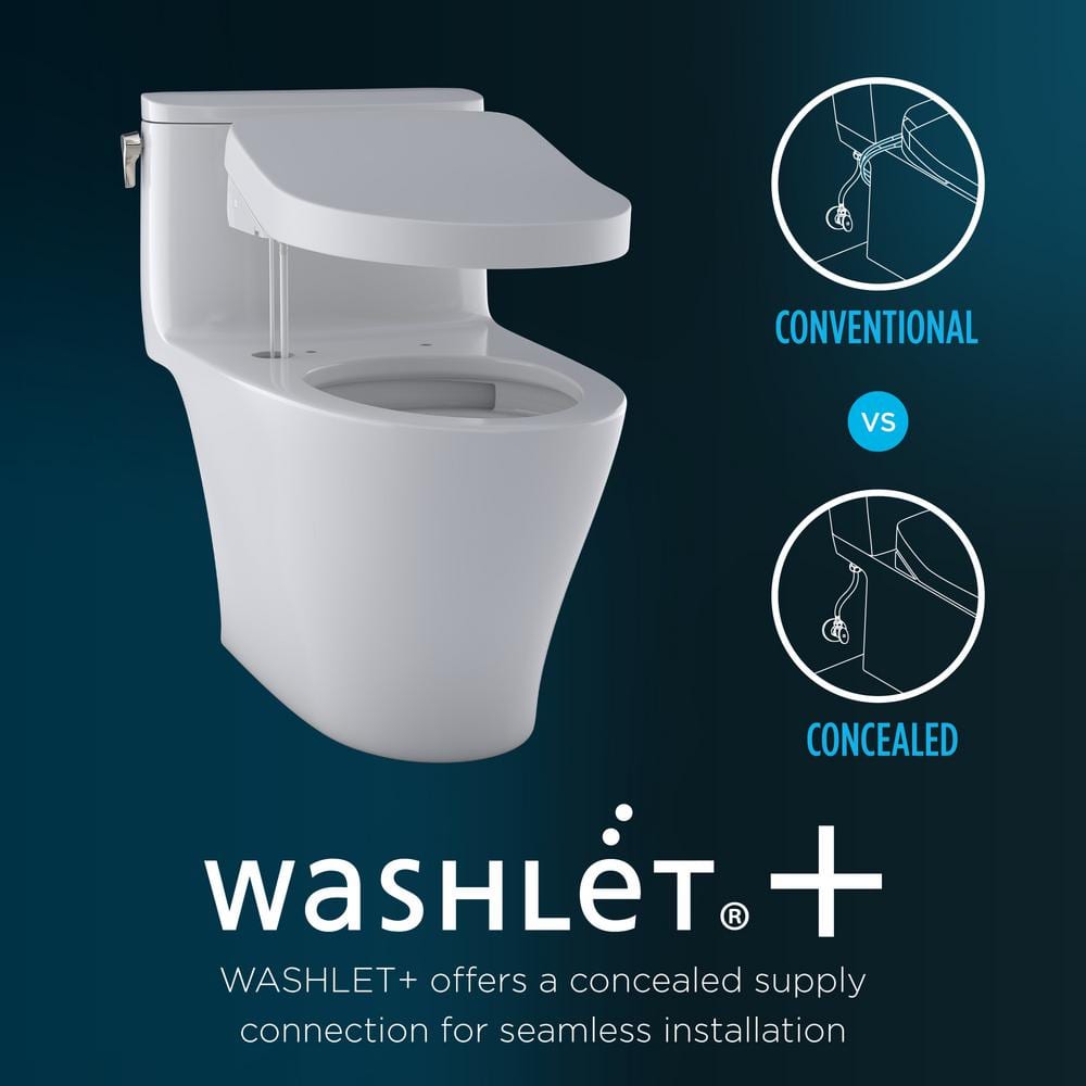 White Elongated Two-Piece High Efficiency Toilet with Bidet Seat