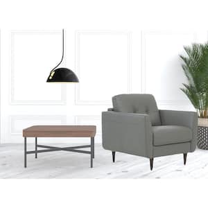 Charlie Green Leather Arm Chair with Removable and Tufted Cushions