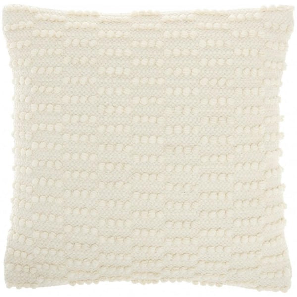 HomeRoots Jordan Ivory Striped Cotton 18 in. X 18 in. Throw Pillow