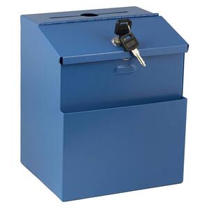 Wall Mountable Steel Locking Suggestion Box, Blue with Suggestion Cards
