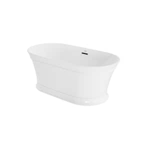 Serafina 59 in. x 31.5 in. Soaking Bathtub with Center Drain in White with Chrome Drain