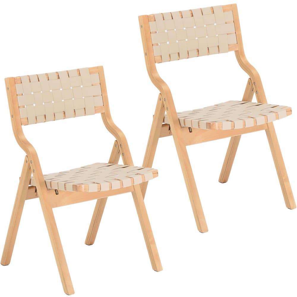 Yellow Wood Outdoor Dining Chair in Beige Set of 2 for Patio, Backyard, Balcony price history on PriceWatchPro
