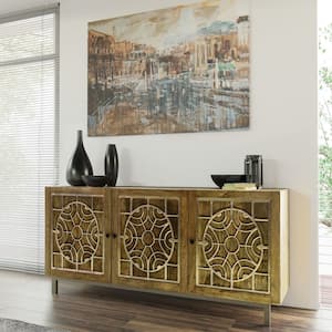 Dream Weaver 69 in. Brown/Gold/Gray Standard Rectangle Wood Console Table