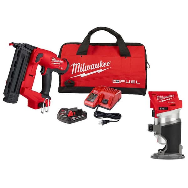 M18 FUEL GEN II 18V 18-Gauge Lith-Ion Brushless Cordless Brad Nailer Kit with One 2.0 Ah Battery & Router