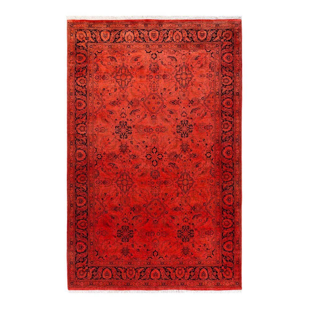 Chloe & Olivia Home Overdyed Red 6 ft. x 9 ft. Solid Wool Indoor Area ...