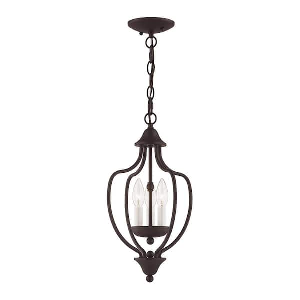 AVIANCE LIGHTING Callahan 10 in. 3-Light Bronze Convertible Mini Chandelier/Semi Flush