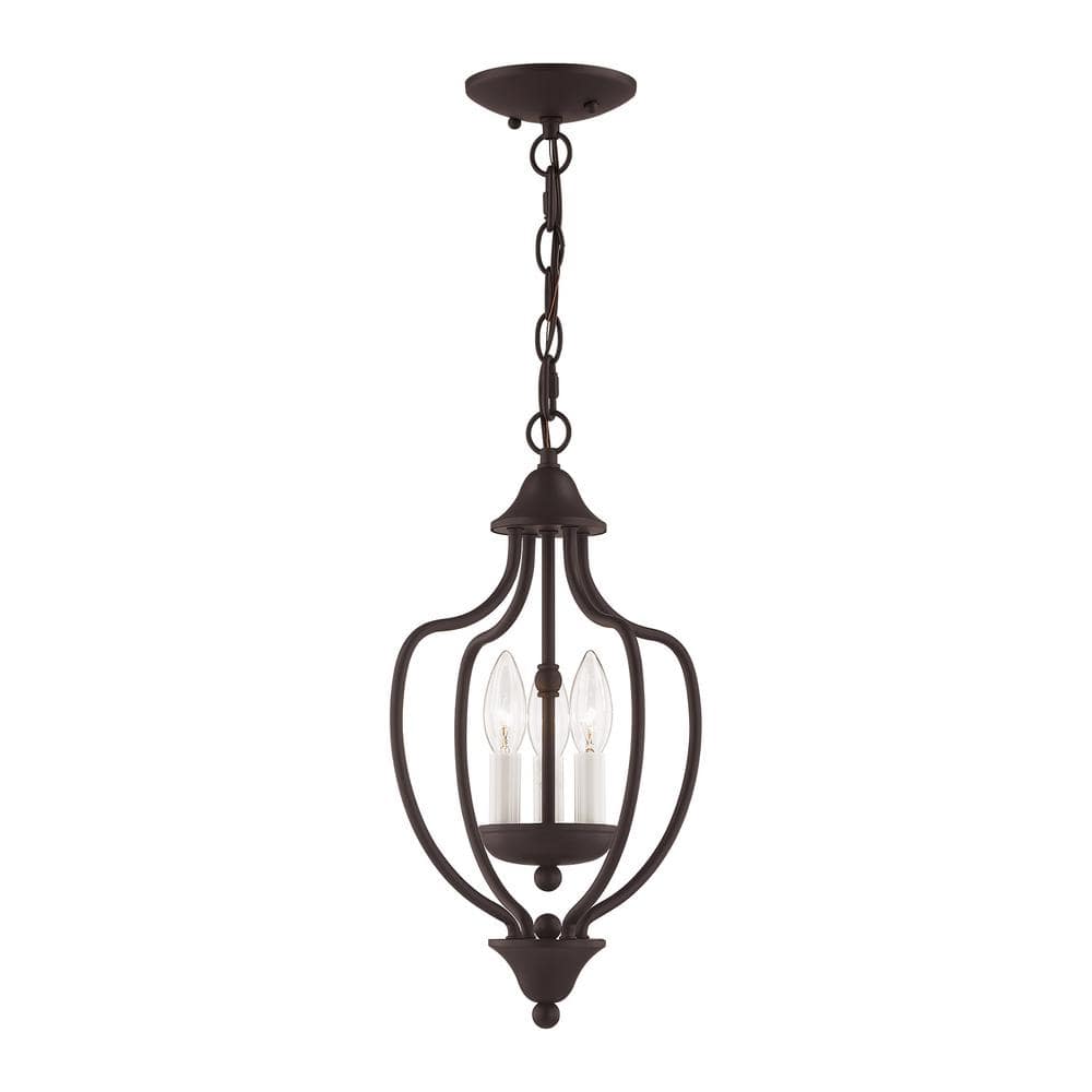 Bronze 3-Light Mini Chandelier with Candelabra Base