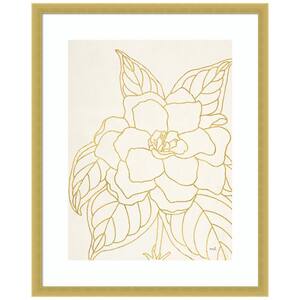 Gold Gardenia Line Drawing by Moira Hershey 1-Piece Framed Giclee Abstract Art Print 21 in. x 17 in.