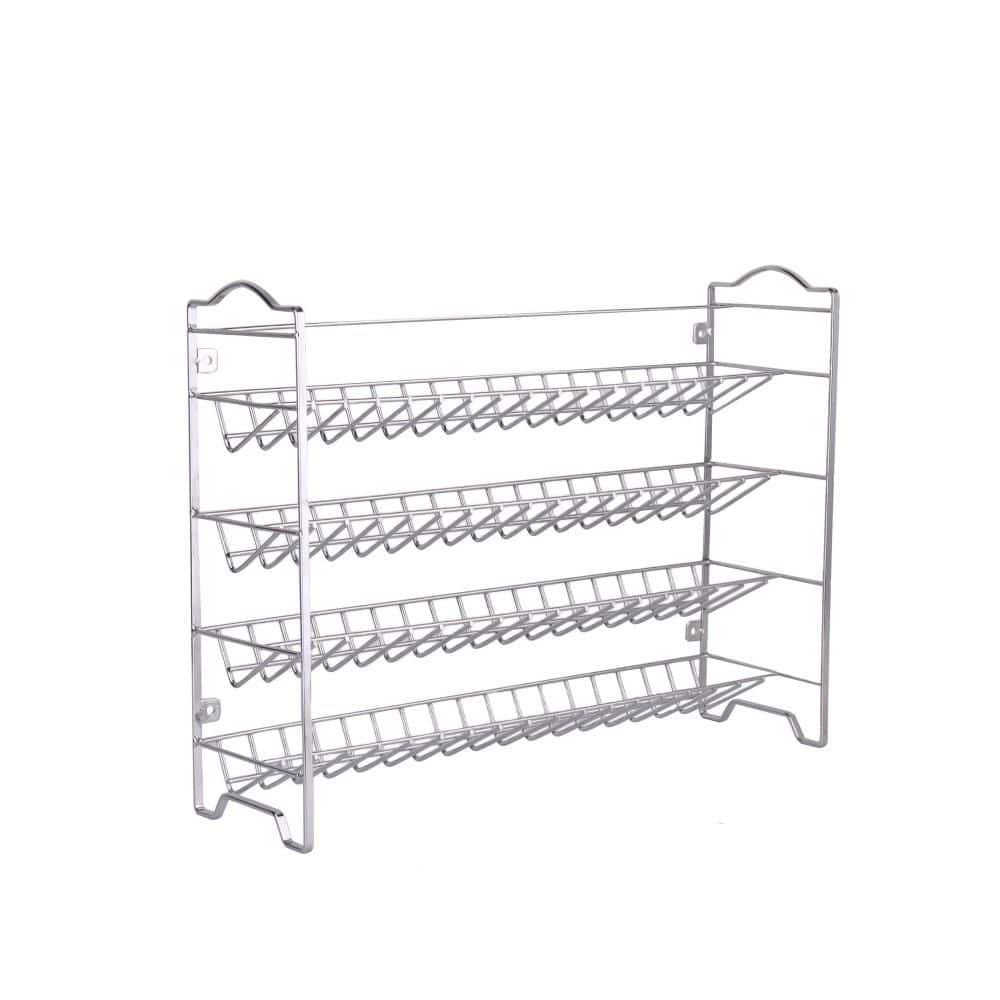 Silver Metal Spice Rack Organizer with Empty Square Spice Jars, Multi-Tier Storage for Kitchen Countertop, Cabinet