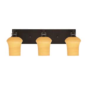 Albany 23.5 in. 3-Light Espresso Vanity Light with Clevelend Cayenne Linen Glass Shades