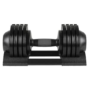 Adjustable Dumbbell, Total 58 lb. Black Steel Adjustable Dumbbell Set with Non-slip Handle