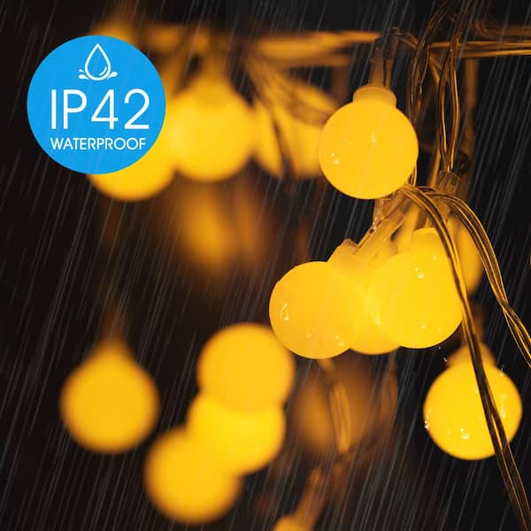 40-Light 16.4 ft. Outdoor Battery Powered Globe Integrated LED Decorative Fairy String Light in Warm White