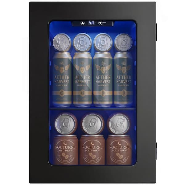 11 in. Single Zone 6-Wine Bottles and 24-Cans Beverage and Wine Cooler in Black with Rapid Cooling