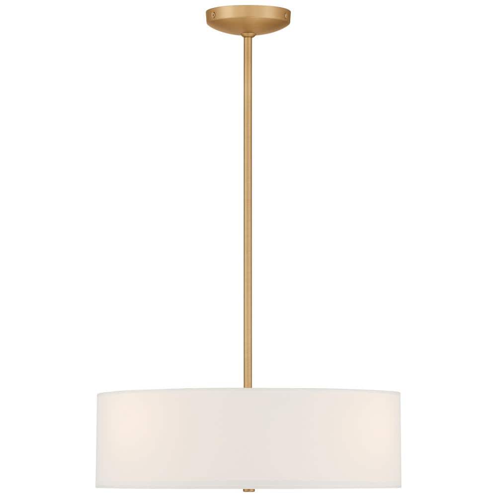 Antique Brushed Brass 18" LED Drum Ceiling Light - Transitional Design