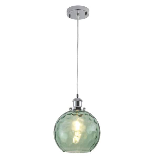 ZJVAIVE 1-Light Metal Hanging Ceiling Pendant Light Fixture Chandelier with Green Glass Shade for Kitchen Island