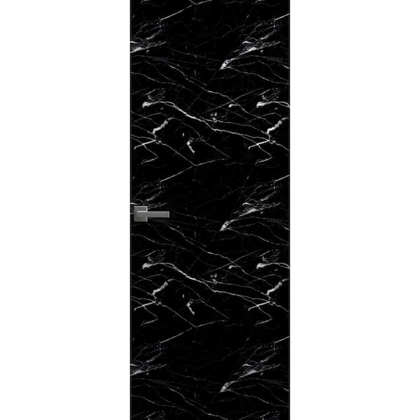 36 in. x 80 in. Unassembled Left-Hand/Inswing Solid Core Marquina Flush Mount Hidden Door with Black Hinge Finish